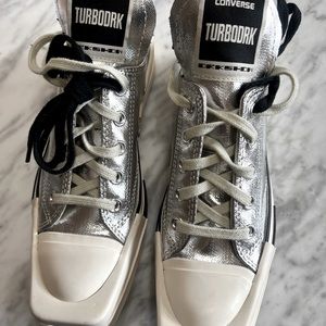 Rick Owens x Converse silver sneakers size 7 women, 5 men